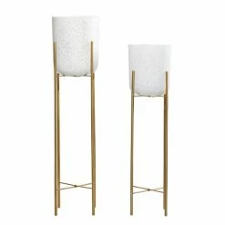 Discount ✔️ Grayson Lane 13-in W x 46-in H Contemporary White Metal Round Planters with Gold Stands - Set of 2 ⭐ 9 Discount ✔️ Grayson Lane 13-in W x 46-in H Contemporary White Metal Round Planters with Gold Stands - Set of 2 ⭐ -GRAYSON LANE Sales 2022 330945332 AlternateImage5 l