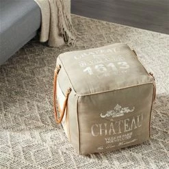 Top 10 😍 Grayson Lane Farmhouse Grey Canvas Square Ottoman with Handles 💯 -GRAYSON LANE Sales 2022 330945335 AlternateImage2 l