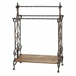 Best Sale 😍 Grayson Lane 41-in x 28-in Black Metal and Light Brown Vintage Quilt Rack ❤️