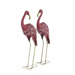 New 🔥 Grayson Lane 38-in H x 10-in W Metal Pink Flamingo Garden Statue - Set of 2 👏 -GRAYSON LANE Sales 2022 330945344 AlternateImage5 l