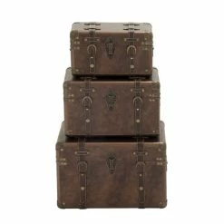 Cheap 😍 Grayson Lane Brown Wood Storage Trunk - Set of 3 ❤️