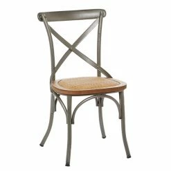 Coupon 🥰 Grayson Lane Farmhouse 18-in W Silver Iron and Wood Dining Chair ⌛