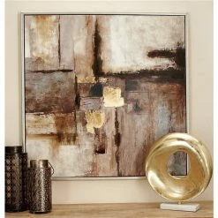Cheapest ⌛ Grayson Lane Silver Wood Framed 40-in H x 40-in W Abstract Wood Hand-Painted Painting 🧨 -GRAYSON LANE Sales 2022 330945363 AlternateImage1 l