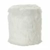 Best Sale 🥰 Grayson Lane Modern White Faux Fur Round Integrated Storage Ottoman 😀