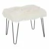 Cheap 👍 Grayson Lane Chic White Faux Fur and Black Frame Rectangle Ottoman ✨