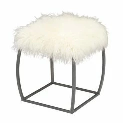 Best reviews of ⌛ Grayson Lane Modern White Faux Fur with Black Frame Ottoman 🎁 -GRAYSON LANE Sales 2022 330945398 AlternateImage5 l