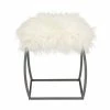 Best reviews of ⌛ Grayson Lane Modern White Faux Fur with Black Frame Ottoman 🎁