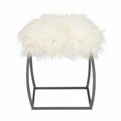 Best reviews of โ Grayson Lane Modern White Faux Fur with Black Frame Ottoman ๐