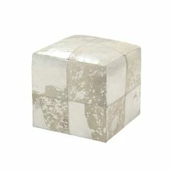 Brand new 👏 Grayson Lane Glam White Genuine Leather Square Ottoman 💯 -GRAYSON LANE Sales 2022 330945401 AlternateImage5 l