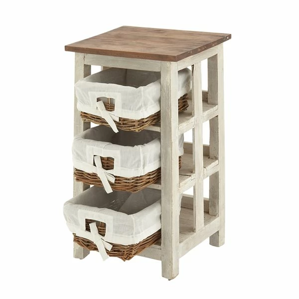 Hot Sale 🎉 Grayson Lane 29-in x 15-in White Wood Farmhouse End Table with Rattan Baskets ⭐ 5 Hot Sale 🎉 Grayson Lane 29-in x 15-in White Wood Farmhouse End Table with Rattan Baskets ⭐ - Image 5