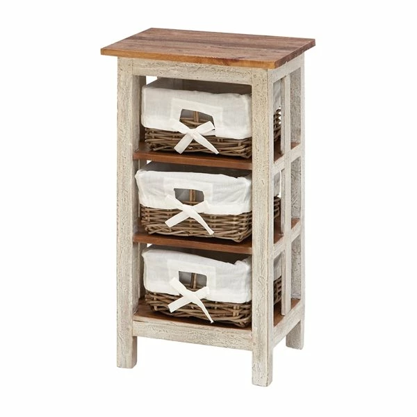 Hot Sale 🎉 Grayson Lane 29-in x 15-in White Wood Farmhouse End Table with Rattan Baskets ⭐ 1 Hot Sale 🎉 Grayson Lane 29-in x 15-in White Wood Farmhouse End Table with Rattan Baskets ⭐