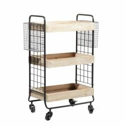 Buy ๐ Grayson Lane Black Metal Base with Wood Top Kitchen Cart (33-in x 25-in x 12-in) ๐