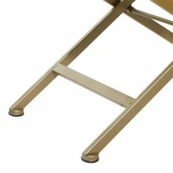 Wholesale 😉 Grayson Lane Modern White Faux Fur Rectangle Ottoman with X-Shaped Gold Metal Frame 🤩 -GRAYSON LANE Sales 2022 330945429 AlternateImage3 l