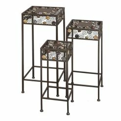 Best deal 🤩 Grayson Lane 28-in x 24-in Black Metal Traditional Plant Stand - Set of 3 🔔