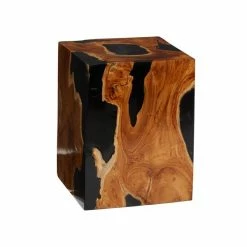 Best reviews of 👍 Grayson Lane Coastal Black/Brown Teak Wood and Resin Square Ottoman 😀