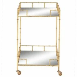 New 🧨 Grayson Lane Gold Metal Base with Mirror Top Kitchen Cart (30-in x 18-in) 😀