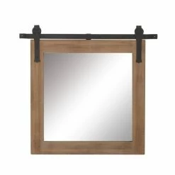 Best deal 😍 Grayson Lane 31.40-in x 31-in Square Brown Wall Mirror ⌛