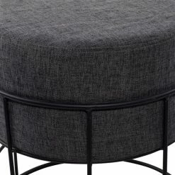 Brand new ✨ Grayson Lane Modern Grey Linen Round Ottoman with Metal Frame 🛒 -GRAYSON LANE Sales 2022 330945472 AlternateImage3 l
