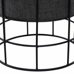 Brand new ✨ Grayson Lane Modern Grey Linen Round Ottoman with Metal Frame 🛒 -GRAYSON LANE Sales 2022 330945472 AlternateImage4 l