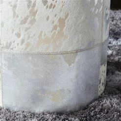 Deals 🛒 Grayson Lane Glam Silver Genuine Leather Round Ottoman ⌛ -GRAYSON LANE Sales 2022 330945473 AlternateImage4 l