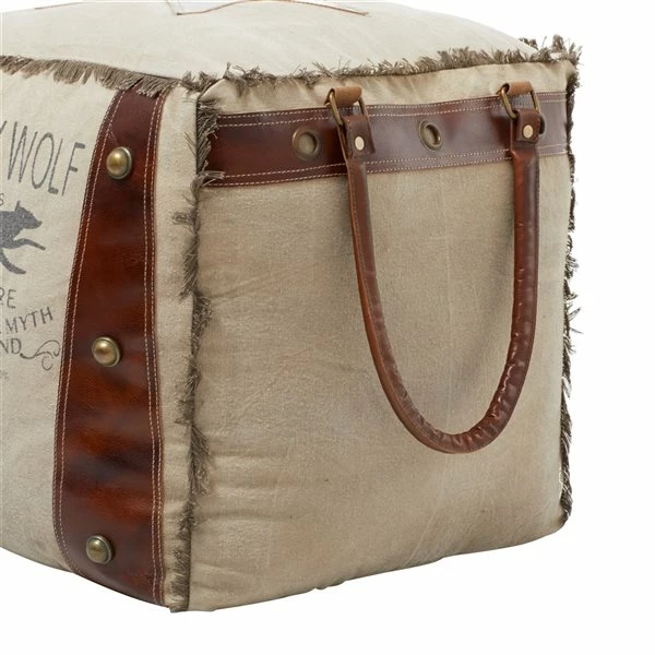 Wholesale π Grayson Lane Rustic Brown Canvas Square Ottoman with Handles π 3 Wholesale π Grayson Lane Rustic Brown Canvas Square Ottoman with Handles π - Image 3
