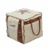 Wholesale 🛒 Grayson Lane Rustic Brown Canvas Square Ottoman with Handles 👏