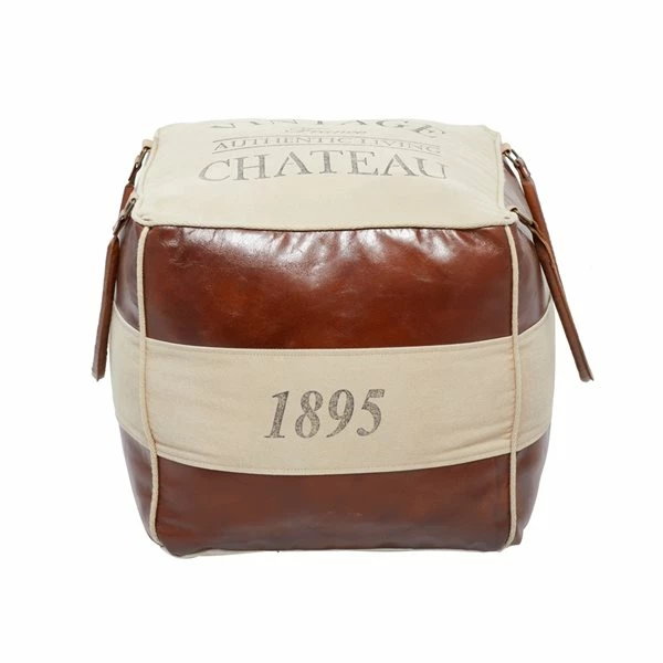 Best Pirce 💯 Grayson Lane Farmhouse Brown/Cream Canvas Square Ottoman with Handles ✨ 5 Best Pirce 💯 Grayson Lane Farmhouse Brown/Cream Canvas Square Ottoman with Handles ✨ - Image 5