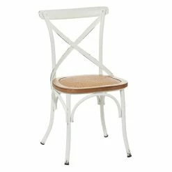 Cheapest 🔥 Grayson Lane Farmhouse 18-in W Distressed White Iron and Rattan Dining Chair 🌟