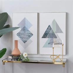 Discount 💯 Grayson Lane Silver Wood Framed 32-in H x 20-in W Abstract MDF Hand-Painted Print - Set of 2 😍 -GRAYSON LANE Sales 2022 330945496 AlternateImage1 l
